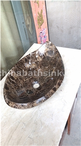 Dark Emperador Marble Sinks, Brown Marble Basins