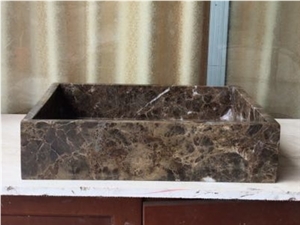 Emperador Dark Marble Bath Sink Rectangular Basin