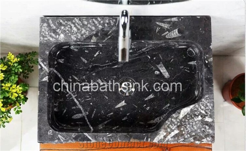 Fossil Marble Sink, Black Marble Basin,Marble Sink