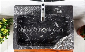 Fossil Marble Sink, Black Marble Basin,Marble Sink
