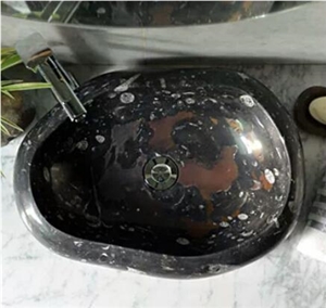 Fossil Marble Sink, Black Marble Basin,Marble Sink