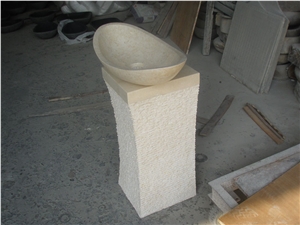 Galala Beige Marble Pedestal Sinks,Marble Basins