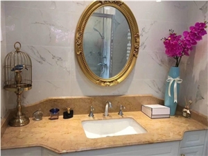 Golden Flower Countertop. Yellow Marble Countertop
