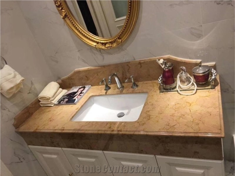 Golden Flower Countertop. Yellow Marble Countertop