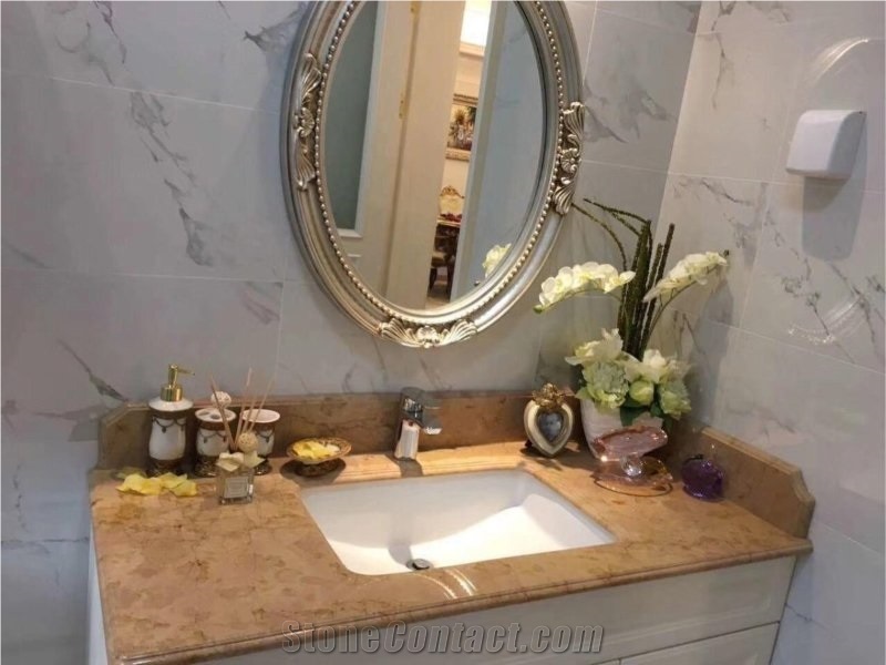 Golden Flower Countertop. Yellow Marble Countertop