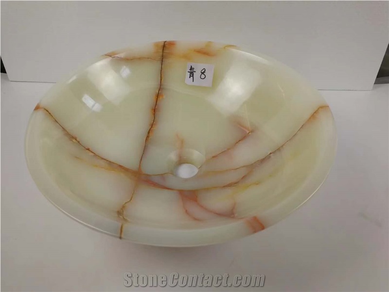 Green Onyx Round Sinks, Green Onyx Bathroom Sinks
