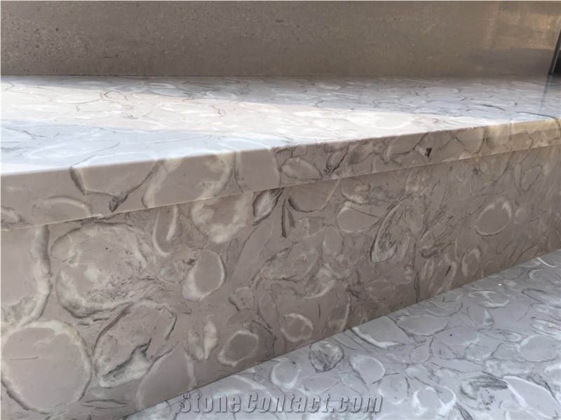 Grey Shell Marble Polished Standard Interior Steps