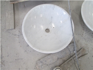 Guangxi White Marble Bath Round Vessel Sink
