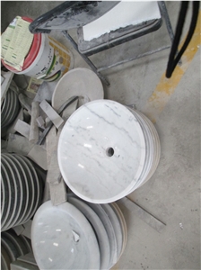Guangxi White Marble Bath Round Vessel Sink