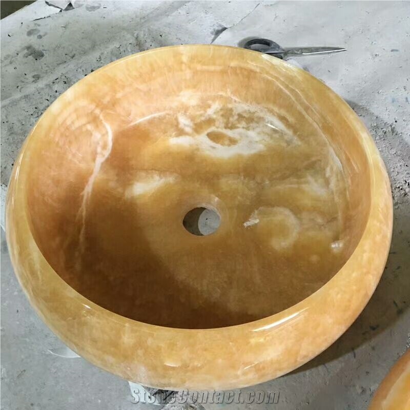 Honey Onyx Vessel Sinks, Yellow Onyx Wash Basin
