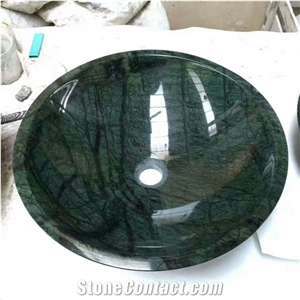 India Green Marble Bathroom Round Wash Basin