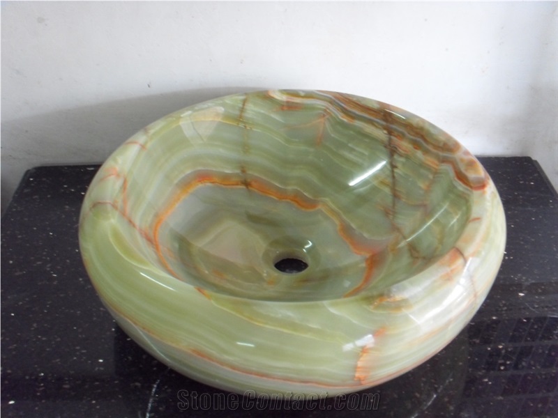 India Green Onyx Round Sinks, Luxury Onyx Basin