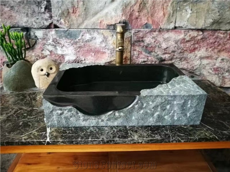 Jade Black Marble Sink Rectangle Wash Basin