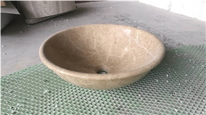 Light Emperador Marble Bathroom Vessel Sinks