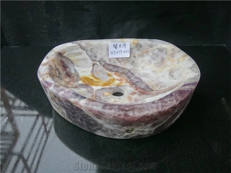Lilac Fluorite Vessel Sink,Luxury Stone Wash Bowls