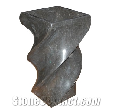 Limestone Pedestal Sink Spiral Design Stand Sink