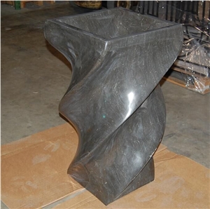 Limestone Pedestal Sink Spiral Design Stand Sink