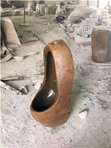 Natural River Stone Urinal, Floor Mounted Urinal