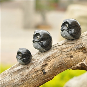 Natural Stone Owl, Granite Animal Statue