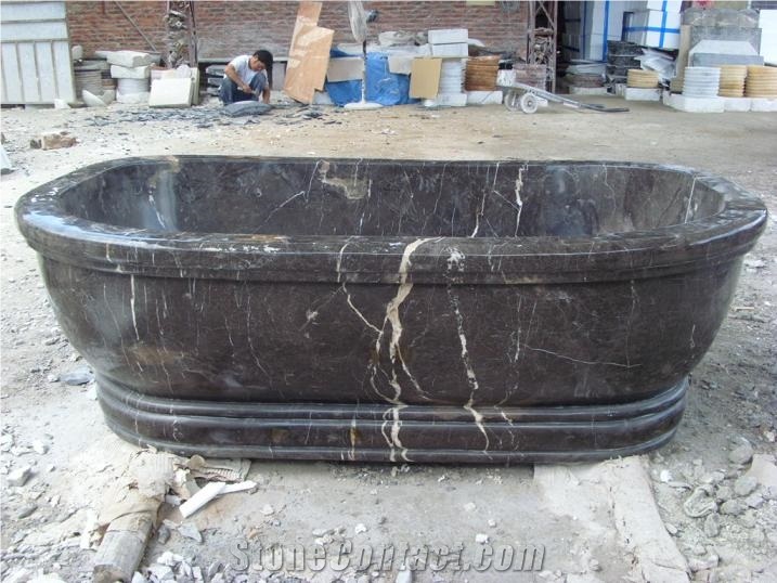 Portor Gold Marble Free Standing Bathtub