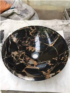 Portoro Sink Marble Round Drop-In Vessel Sink