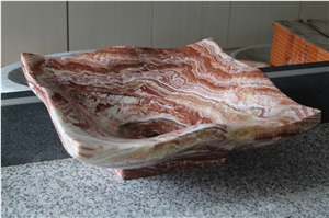 Red Dragon Onyx Bath Sink Natural Stone Wash Basin