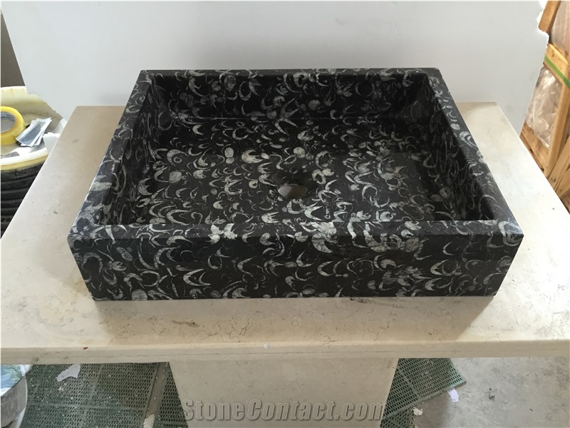 Sea Shell Marble Bath Sink Rectangel Basin