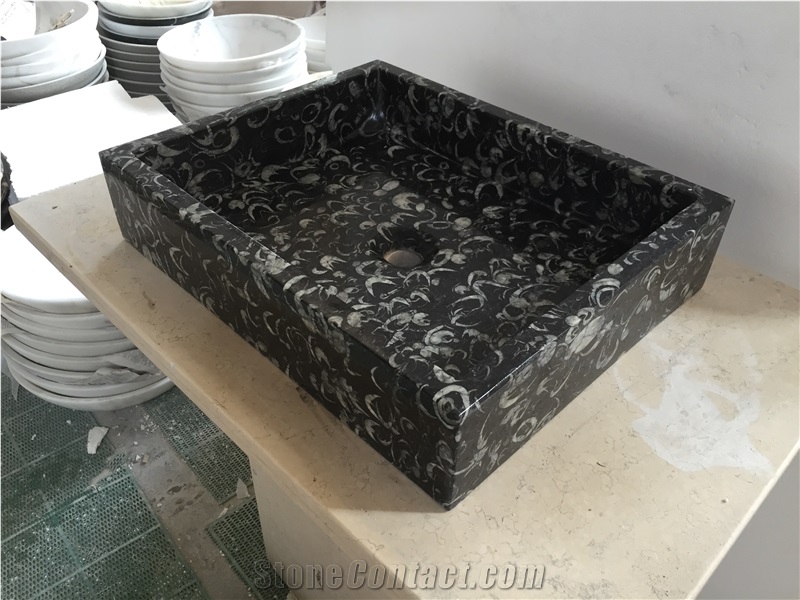 Sea Shell Marble Bath Sink Rectangel Basin