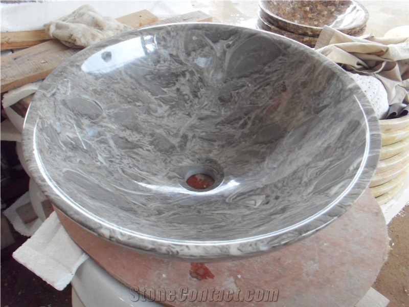Seashell Marble Round Sinks,Nature Stone Basins
