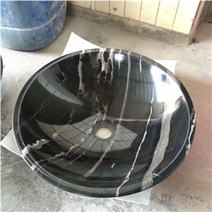 Silver Dragon Marble Sinks,Black Marble Basins