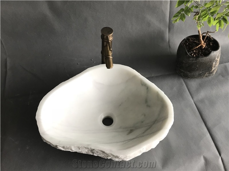 Snow White Marble Wash Basin Irregular Sink