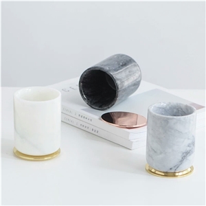 White Marble Bath Canister,Dispenser,Candle Holder