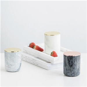 White Marble Bath Canister,Dispenser,Candle Holder