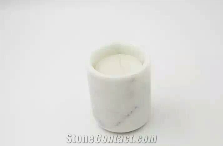 White Marble Bath Canister,Dispenser,Candle Holder