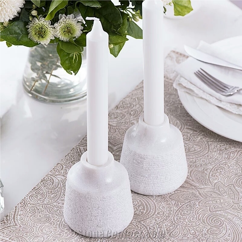 White Marble Candle Holders & Accessories