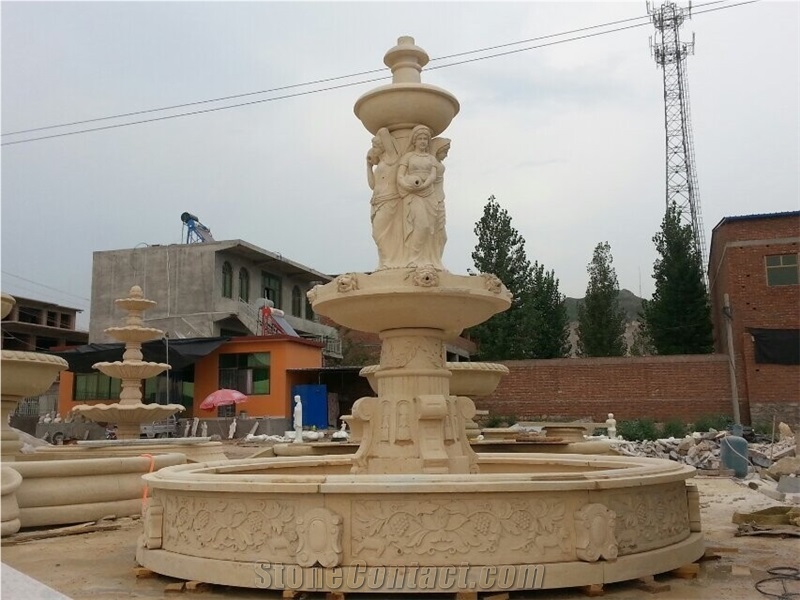 Yellow Limestone Pool Fountain Garden Fountains