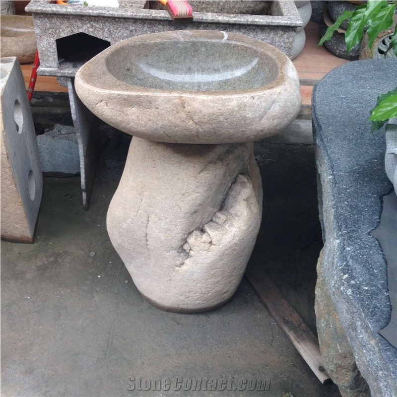 Yellow Riverstone Pedestal Sinks Standing Basins