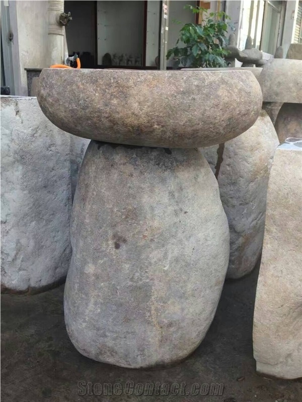 Yellow Riverstone Pedestal Sinks Standing Basins