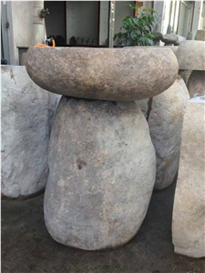 Yellow Riverstone Pedestal Sinks Standing Basins