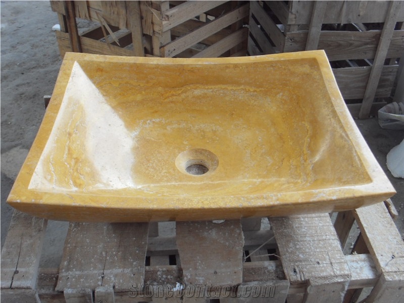 Yellow Travertine Bathroom Sinks,Travertine Basins