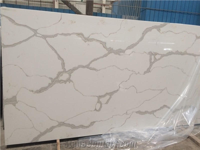 Calacatta Nuvo White Quartz Slabs &Tiles For Floor