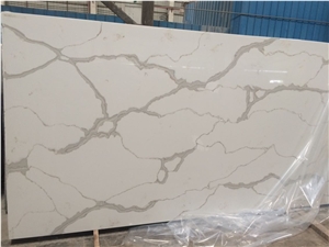 Calacatta Nuvo White Quartz Slabs &Tiles For Floor