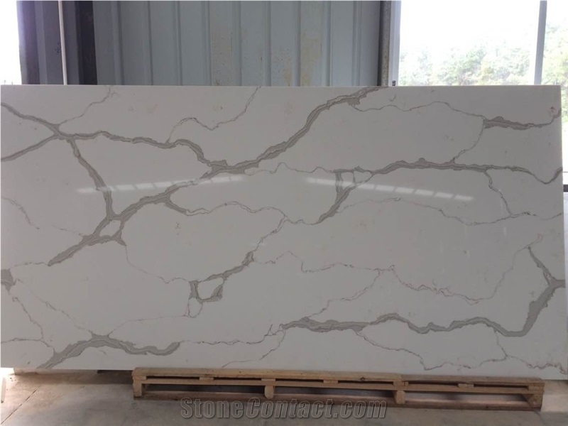 Calacatta Nuvo White Quartz Slabs &Tiles For Floor