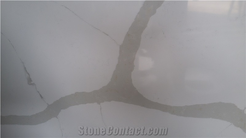 Calacatta Nuvo White Quartz Slabs &Tiles For Floor