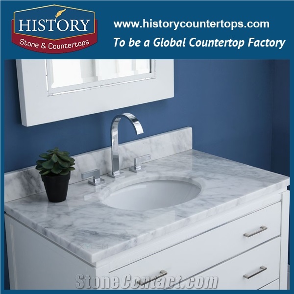White Carrara Marble Bath Tops Custom Vanity Top