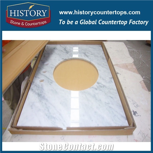 White Carrara Marble Bath Tops Custom Vanity Top