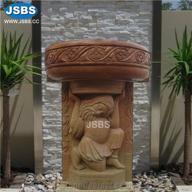 Natural Red Stone Marble Wash Basin Sink