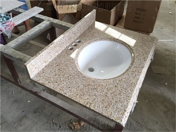 G682 Rust Yellow Granite with Sink Vanity Top