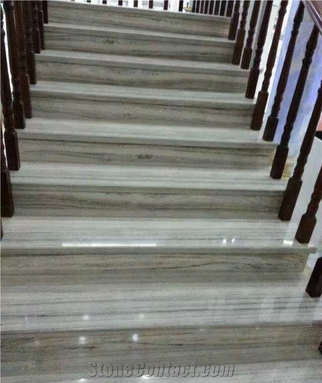 China Crystal Wood Marble, Polished Riser&Step