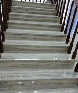 China Crystal Wood Marble, Polished Riser&Step